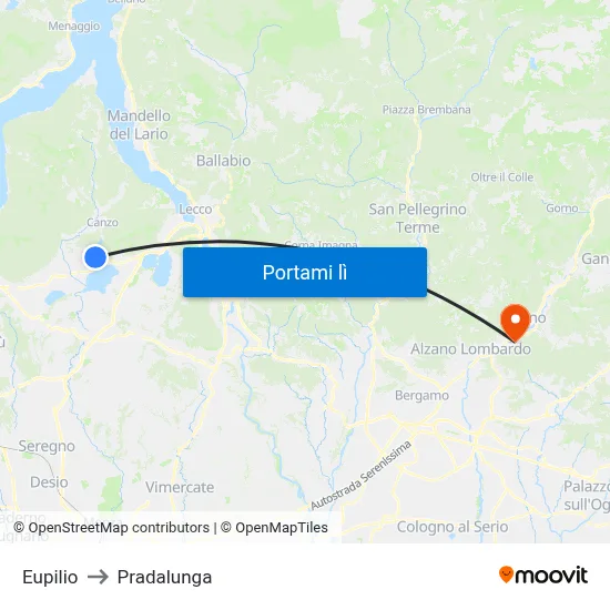 Eupilio to Pradalunga map
