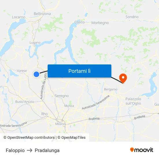 Faloppio to Pradalunga map
