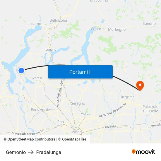 Gemonio to Pradalunga map