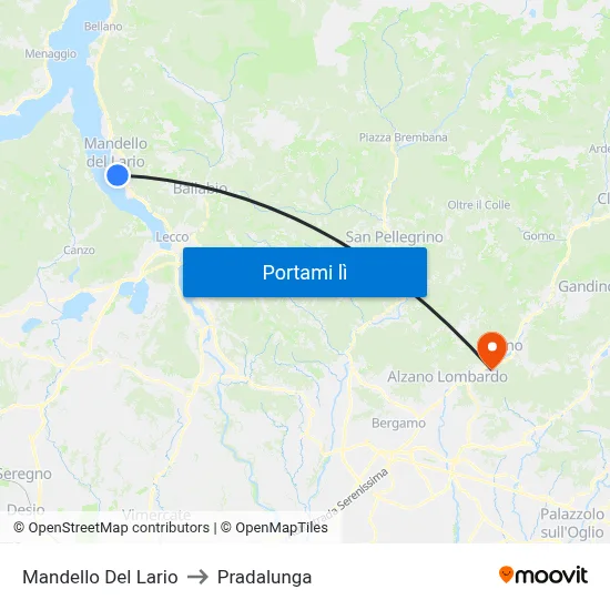 Mandello Del Lario to Pradalunga map