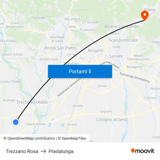 Trezzano Rosa to Pradalunga map
