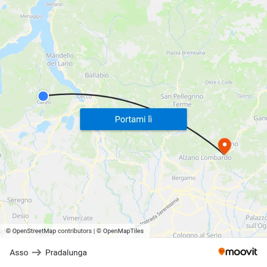 Asso to Pradalunga map