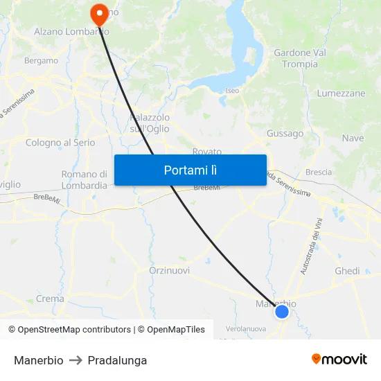 Manerbio to Pradalunga map