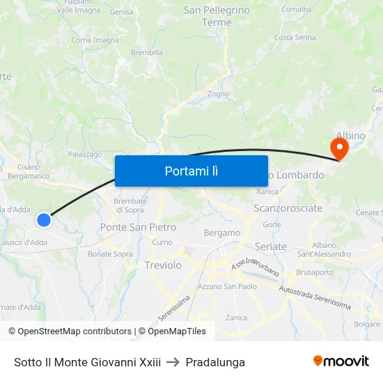 Sotto Il Monte Giovanni Xxiii to Pradalunga map
