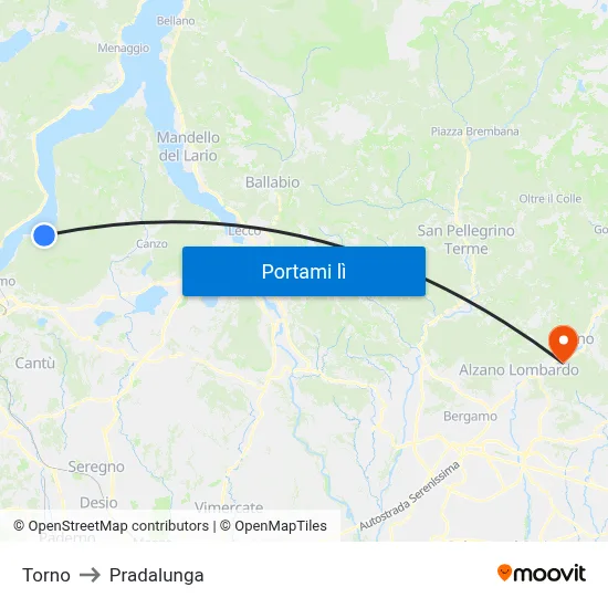 Torno to Pradalunga map