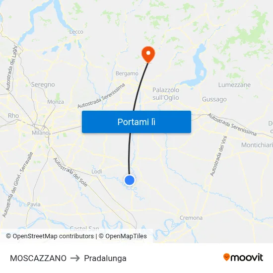MOSCAZZANO to Pradalunga map