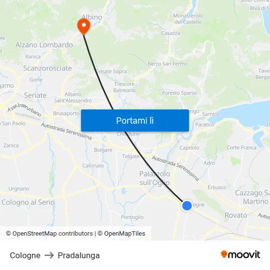 Cologne to Pradalunga map