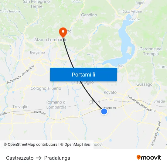 Castrezzato to Pradalunga map