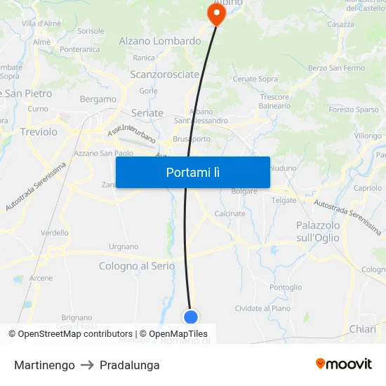 Martinengo to Pradalunga map