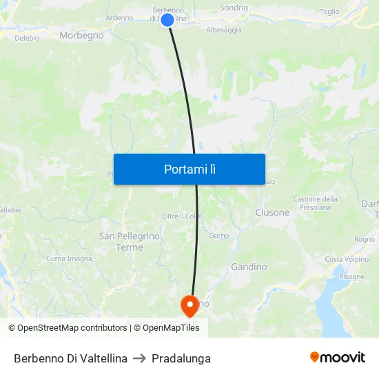 Berbenno Di Valtellina to Pradalunga map