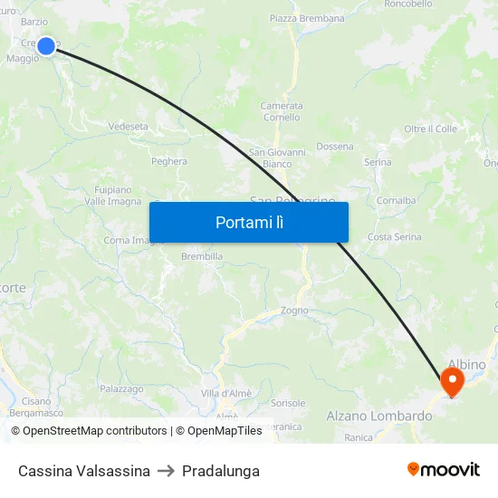 Cassina Valsassina to Pradalunga map