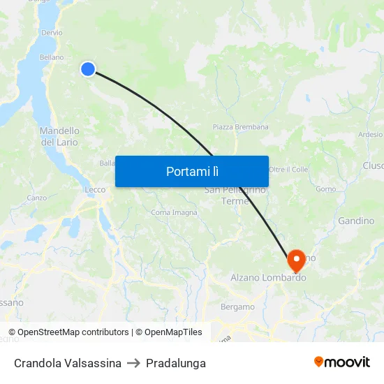 Crandola Valsassina to Pradalunga map