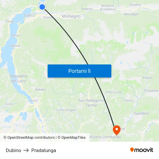 Dubino to Pradalunga map