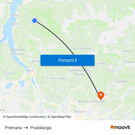 Premana to Pradalunga map