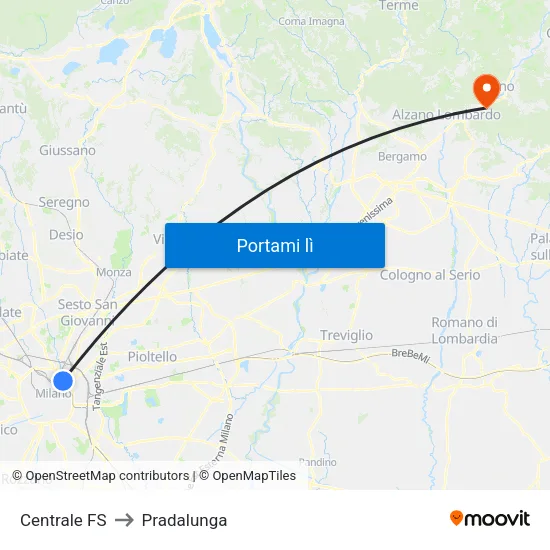 Centrale FS to Pradalunga map