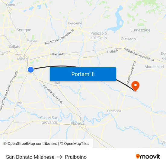 San Donato Milanese to Pralboino map