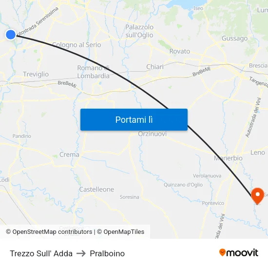 Trezzo Sull' Adda to Pralboino map
