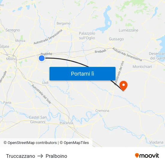 Truccazzano to Pralboino map
