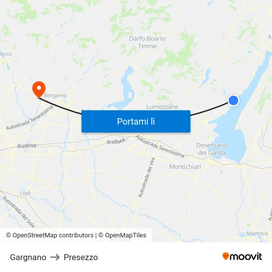 Gargnano to Presezzo map