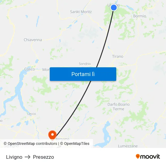 Livigno to Presezzo map