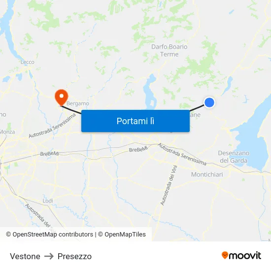 Vestone to Presezzo map