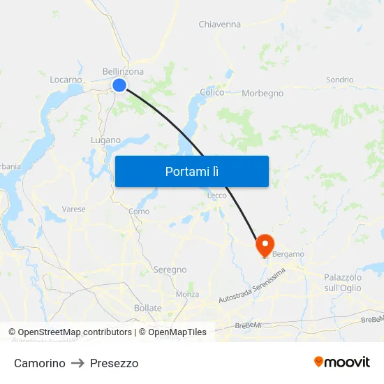 Camorino to Presezzo map