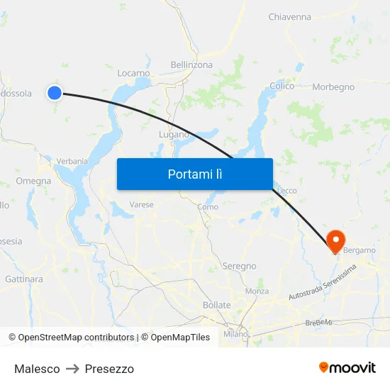 Malesco to Presezzo map