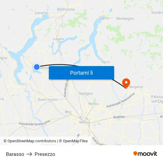 Barasso to Presezzo map