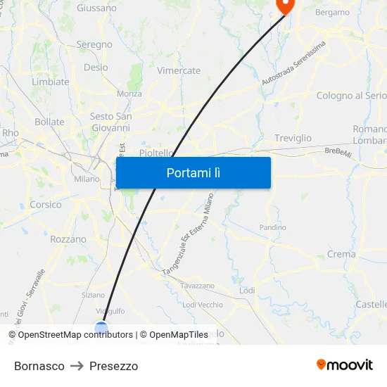 Bornasco to Presezzo map