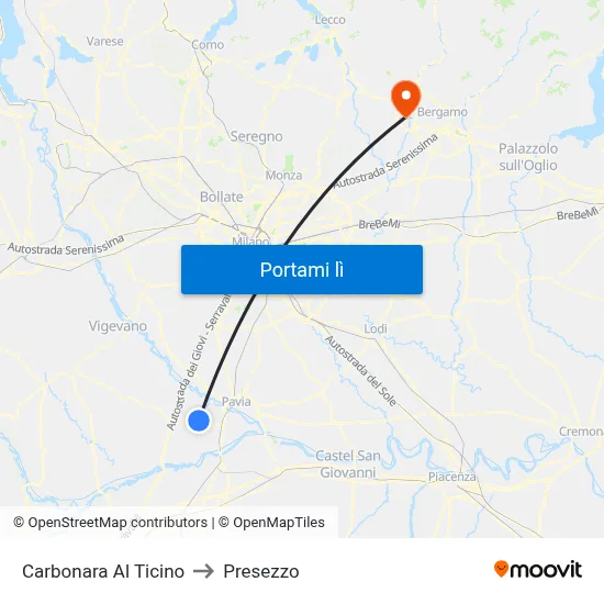 Carbonara Al Ticino to Presezzo map