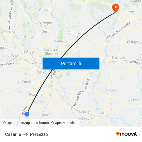 Casarile to Presezzo map
