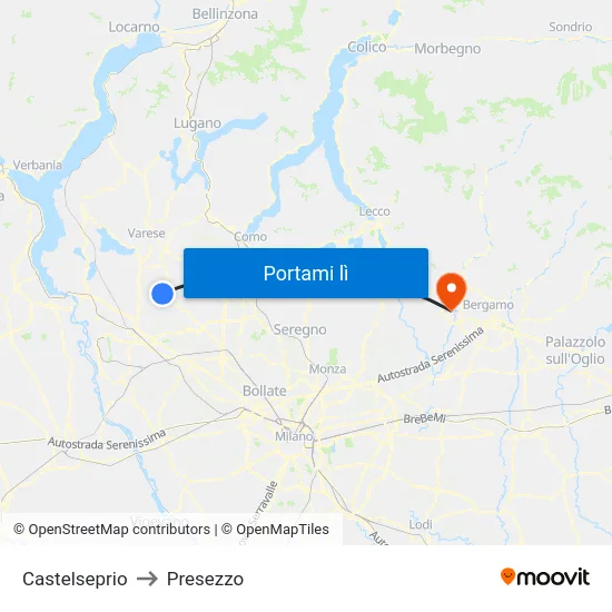 Castelseprio to Presezzo map