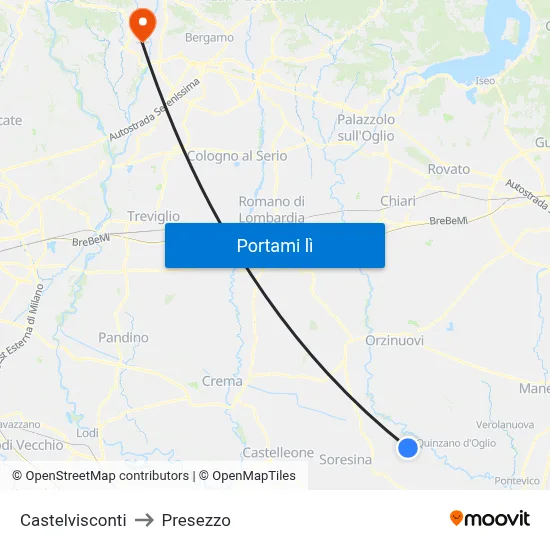 Castelvisconti to Presezzo map