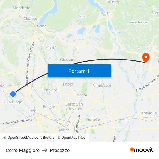 Cerro Maggiore to Presezzo map