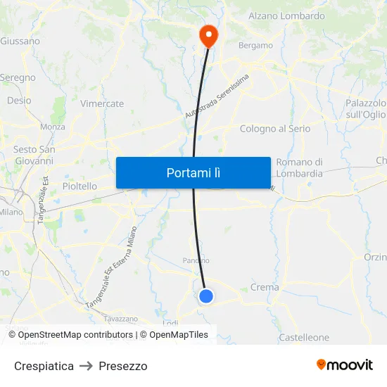 Crespiatica to Presezzo map