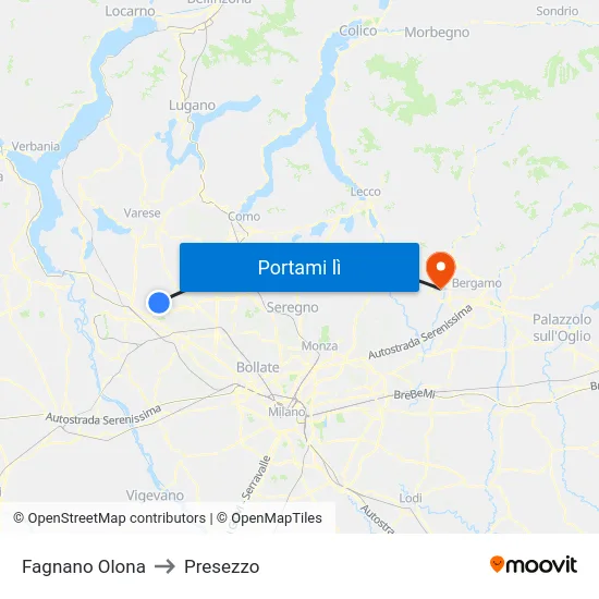 Fagnano Olona to Presezzo map