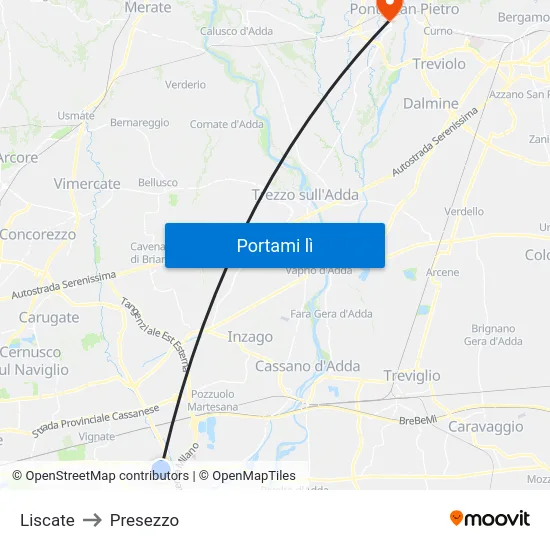 Liscate to Presezzo map