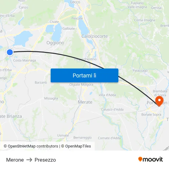 Merone to Presezzo map