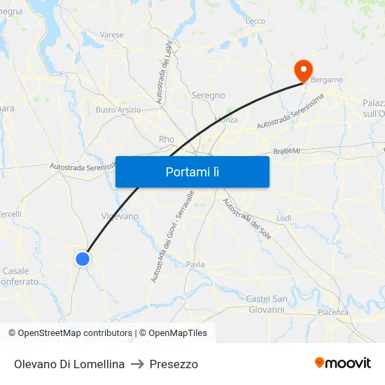 Olevano Di Lomellina to Presezzo map