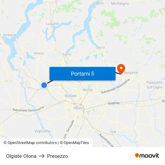 Olgiate Olona to Presezzo map