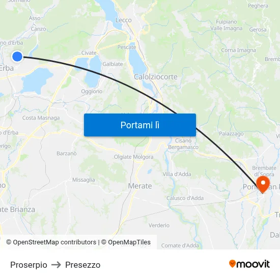 Proserpio to Presezzo map