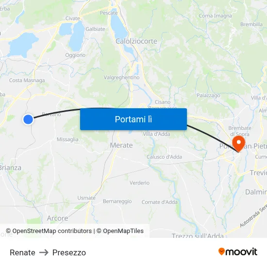 Renate to Presezzo map