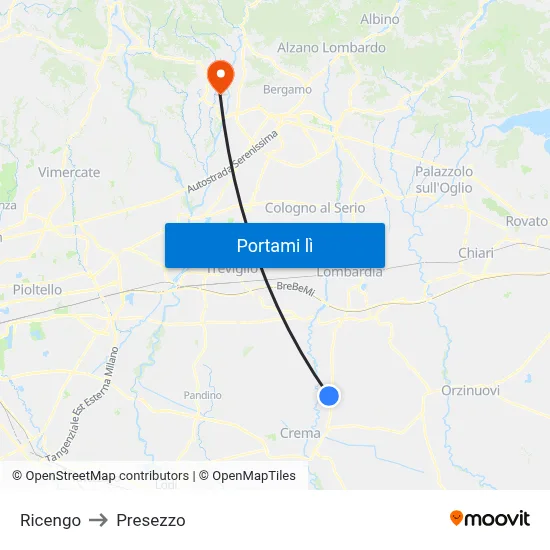 Ricengo to Presezzo map