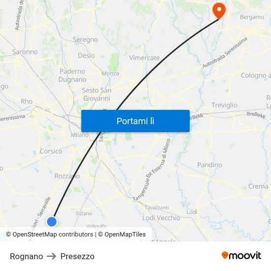 Rognano to Presezzo map