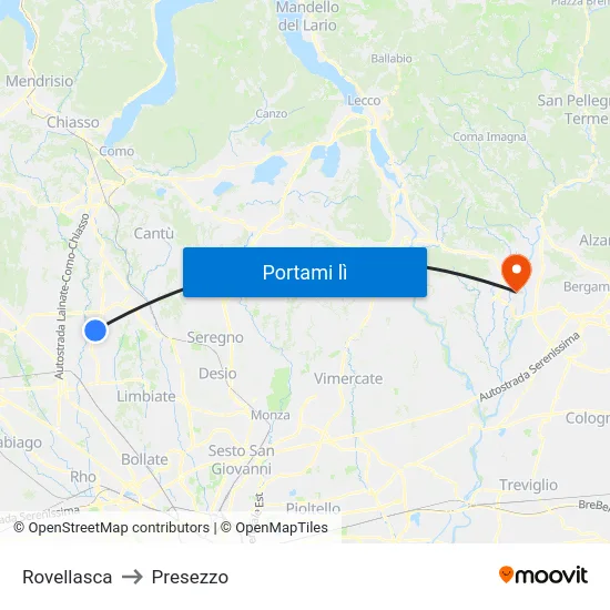 Rovellasca to Presezzo map