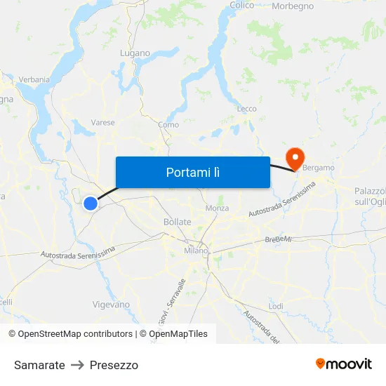 Samarate to Presezzo map