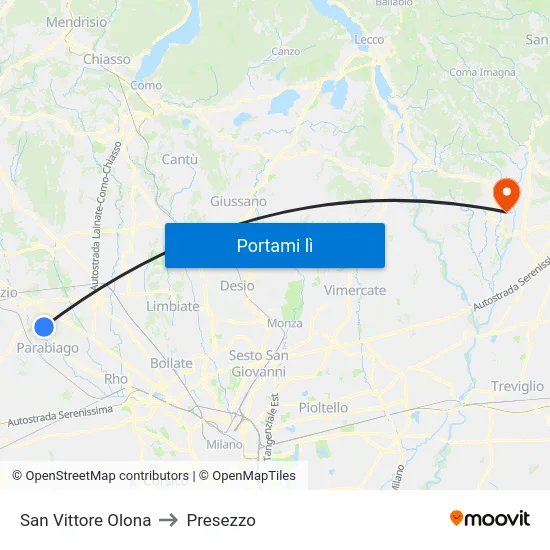 San Vittore Olona to Presezzo map
