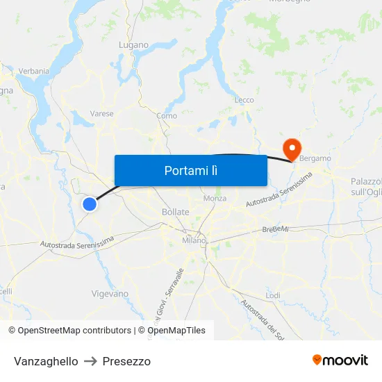 Vanzaghello to Presezzo map
