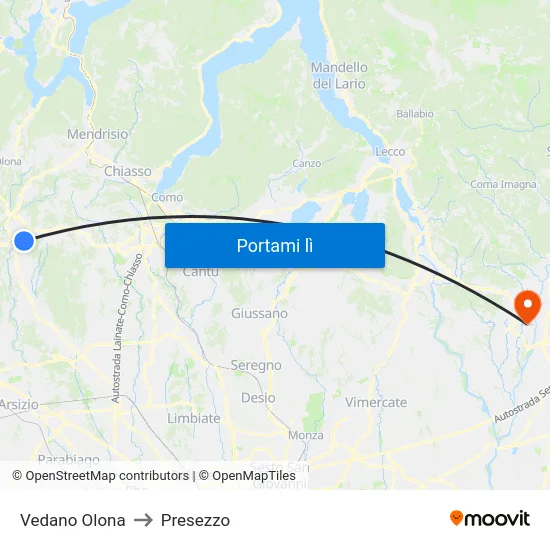 Vedano Olona to Presezzo map