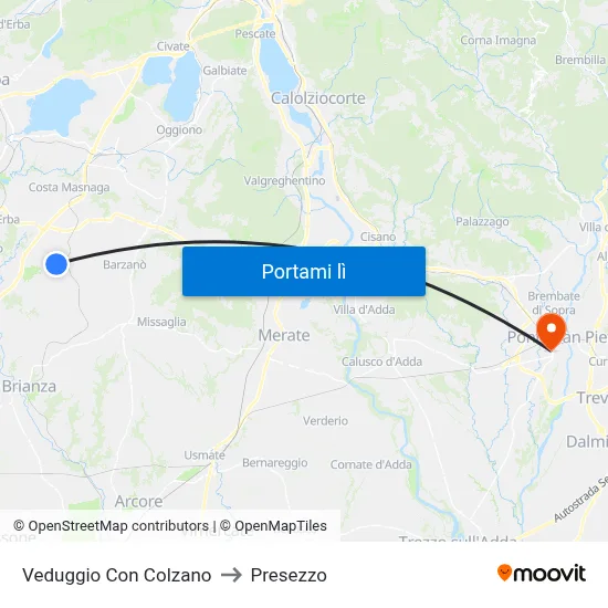Veduggio Con Colzano to Presezzo map